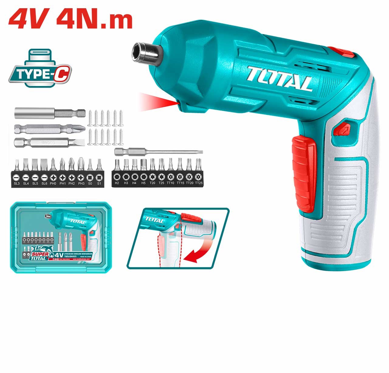 TOTAL TSDLI04425 Cordless Screwdriver