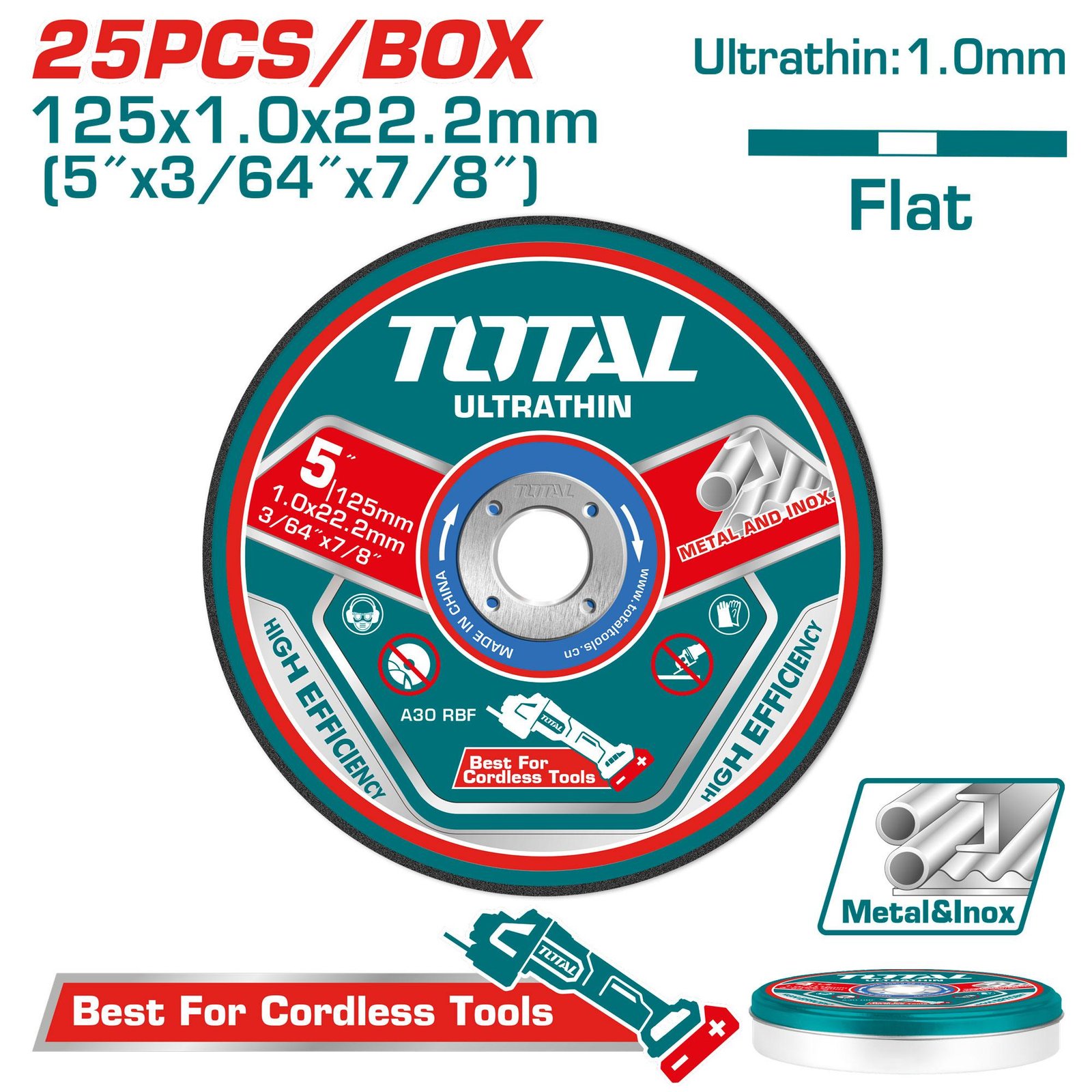 Total TAC21012525 125mm Ultra-Thin Metal Cutting Disc Set