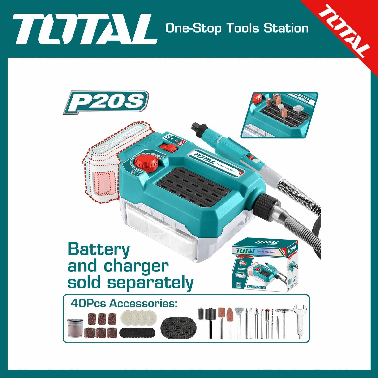 TOTAL TMGLI2001 Cordless Grinder (Without Battery & Charger)