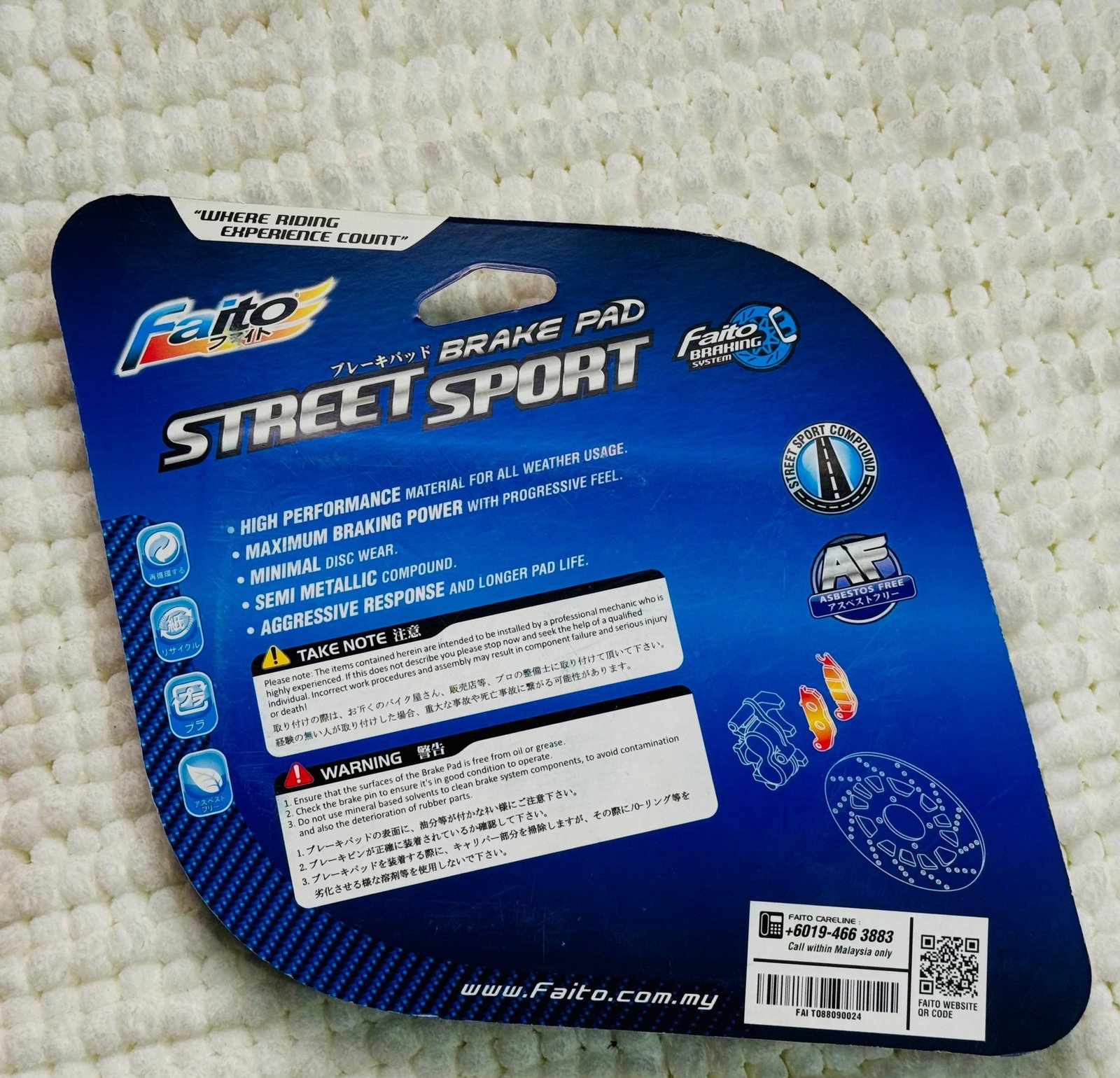 Faito Street Sport Front Brake Pad for Yamaha R15 Indo Series angle 2
