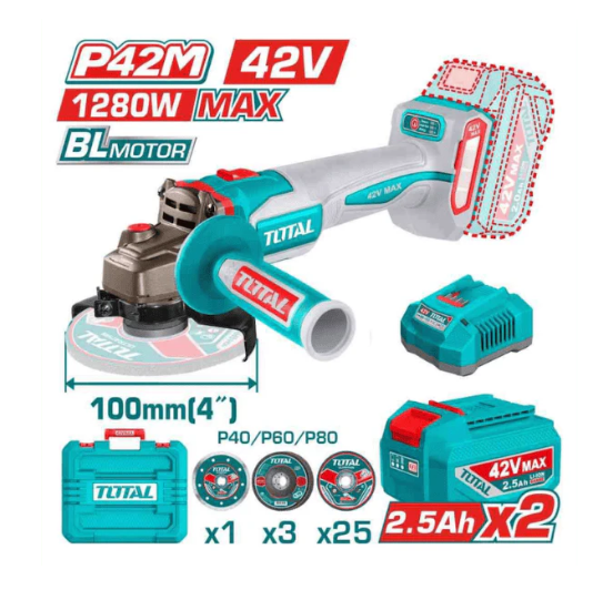 Total TAGLI4128102 Cordless Angle Grinder 100mm